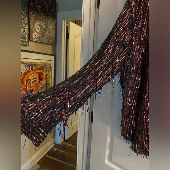 Nasty Gal - purple/fuchsia sequin and fringe button down - Picture 2 of 3